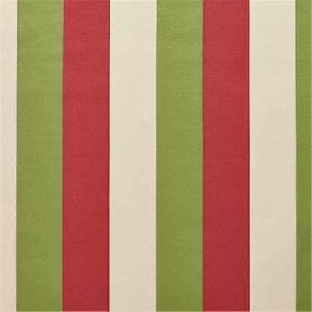 Finefabrics 54 in. Wide Red, Green And Ivory Thick 3 Color Stripes Silk Satin Upholstery Fabric FI1212